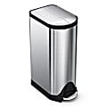 simplehuman® Butterfly Step Fingerprint-Proof Trash Can, 8 Gallons, Brushed Stainless Steel