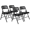 National Public Seating 1300 Series Premium Vinyl Upholstered Triple Brace Folding Chairs, Black, Set Of 4 Chairs