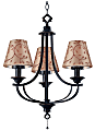 Kenroy Home Belmont Outdoor Chandelier, 23"H, Leaf Print And Taupe Shades/Bronze Finish