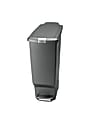 simplehuman Slim Plastic Step Trash Can, 10.57 Gallon, Gray 1 thumbnail image