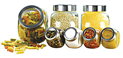EuroHome 7-Piece Glass Kitchen Storage Set, 17”H x 7”W x 6-1/4”D, Clear/Chrome 1 thumbnail image