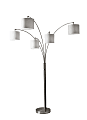 Adesso® Trinity 5-Arm Arc Lamp, 82”H, White Shade/Brushed-Steel Base
