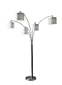 Adesso® Trinity 5-Arm Arc Lamp, 82”H, White Shade/Brushed-Steel Base 1 thumbnail image