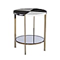 SEI Cortinada Round Faux Marble End Table, 24"H x 20-1/4"W x 20-1/4"D, Black/White/Gold