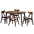 Baxton Studio Lois Dining Set, 29-1/2”H x 47-1/4”W x 29-7/16”D, Light Gray/Walnut Brown