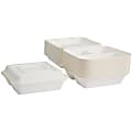 Dixie 3-Compartment Clamshell Food Containers by GP Pro - 9" Diameter Food Container - Molded Fiber - Disposable - Microwave Safe - White - 50 Piece(s) / Pack 1 thumbnail image