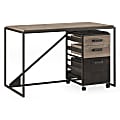 Bush Furniture Refinery Industrial Desk With 3 Drawer Mobile File Cabinet, 50"W, Rustic Gray/Charred Wood, Standard Delivery