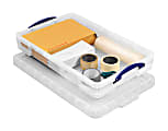 Really Useful Box® Plastic Storage Container With Built-In Handles And Snap Lid, 20 Liters, 4 3/4" x 18" x 28", Clear 1 thumbnail image