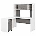 Bush Business Furniture Echo L-Shaped Desk With Hutch And Mobile File Cabinet, Pure White/Modern Gray, Standard Delivery 1 thumbnail image