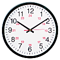 Universal 24-Hour Round Wall Clock, 12 5/8", Black