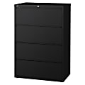 Lorell® Fortress 36"W Lateral 4-Drawer File Cabinet, Metal, Black