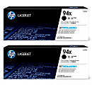 HP 94X High-Yield Black Toner Cartridges, Pack Of 2, CF294X