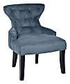 Ave Six Curves Hourglass Accent Chair, Atlantic Blue Velvet/Dark Espresso