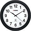 Lorell® 12" Round Radio Controlled Wall Clock, Black