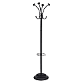 Alba Four Double Peg Coat Stand - 8 Pegs - for Coat, Clothes - Black - 1 Each