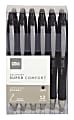 Office Depot® Brand Super Comfort Grip Retractable Ballpoint Pens, Medium Point, 1.0 mm, Black Barrel, Black Ink, Pack Of 12