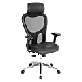 Lorell® Executive Ergonomic Bonded Leather/Mesh High-Back Chair, With Headrest, Black