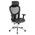 Lorell® Executive Bonded Leather/Mesh High-Back Chair, With Headrest, Black