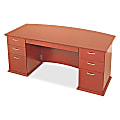 Lorell® 90000-Series Bow-Front Double-Pedestal Desk, 29"H x 72"W x 34"D, Honey Cherry