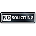 HeadLine No Soliciting Window Sign - 1 Each - No Soliciting Print/Message - 8.5" Width x 2.5" Height - Rectangular Shape - Self-adhesive, Removable - White, Clear 1 thumbnail image