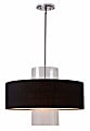 Kenroy Annie Hanging Pendant Lamp, 1-Light, 15"H, Black/Clear Shade, Silver Base