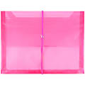 JAM Paper® Plastic Booklet Envelope, Letter-Size, 9 3/4" x 13", Bungee Closure, Fuchsia Pink