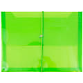 JAM Paper® Plastic Booklet Envelope, Letter-Size, 9 3/4" x 13", Bungee Closure, Lime Green