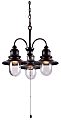 Kenroy Home Broadcast Outdoor Chandelier, 15"H, Clear Shades/Oil-Rubbed Bronze Finish