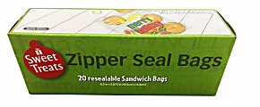 Incredible Novelties Holiday Zipper-Seal Sandwich Bags, 6 1/2" x 5 7/8", Transparent, Pack Of 20 1 thumbnail image