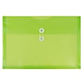 JAM Paper® Plastic Booklet Envelopes, Legal-Size, 9 3/4" x 14 1/2", Button & String Closure, Lime Green, Pack Of 12