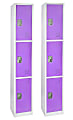 Alpine Large 3-Tier Steel Lockers, 72”H x 12”W x 12”D, Purple, Pack Of 2 Lockers
