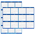 2024 SwiftGlimpse Wet/Dry-Erase Laminated Reversible Yearly Wall Calendar, 36" x 24", Navy