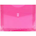 JAM Paper® Plastic Booklet Envelopes, Letter-Size, 9 3/4" x 13", Hook & Loop Closure, Fuchsia Pink, Pack Of 12