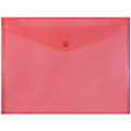 JAM Paper® Booklet Plastic Envelopes, Letter-Size, 9 3/4" x 13", Button-Snap Closure, Red, Pack Of 12