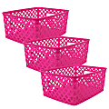 Romanoff Woven Basket, Small, Hot Pink, Pack Of 3 1 thumbnail image