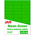 JAM Paper® Mailing Address Labels, Rectangle, 1" x 2-5/8", Neon Green, 30 Labels Per Sheet, Pack Of 4 Sheets 1 thumbnail image