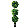 Pure Garden 60"H Rubber Hedyotis Triple Ball Topiary Tree With Pot, 60"H x 15"W x 15"D, Black/Green
