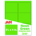 JAM Paper® Mailing Address Labels, Rectangle, 3 1/3" x 4", Neon Green, Pack Of 120