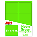 JAM Paper® Mailing Address Labels, Rectangle, 3 1/3" x 4", Neon Green, Pack Of 120 1 thumbnail image