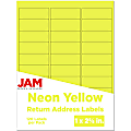 JAM Paper® Mailing Address Labels, Rectangle, 1" x 2 5/8", Neon Yellow, Pack Of 120
