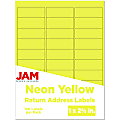 JAM Paper® Mailing Address Labels, Rectangle, 1" x 2 5/8", Neon Yellow, Pack Of 120 1 thumbnail image