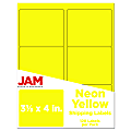 JAM Paper® Mailing Address Labels, Rectangle, 3 1/3" x 4", Neon Yellow, Pack Of 120 1 thumbnail image