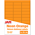 JAM Paper® Mailing Address Labels, Rectangle, 1" x 2 5/8", Neon Orange, Pack of 120