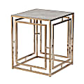 SEI Simondley Faux Marble End Table, 23"H x 19-1/2"W x 19"D, Champagne/Gold