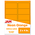 JAM Paper® Mailing Address Labels, Rectangle, 2" x 4", Neon Orange, Pack Of 120 1 thumbnail image