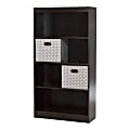 South Shore Axess 4-Shelf Bookcase With 2 Fabric Storage Baskets, Chocolate 1 thumbnail image