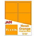 JAM Paper® Mailing Address Labels, Rectangle, 3 1/3" x 4", Neon Orange, Pack Of 120