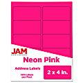 JAM Paper® Mailing Address Labels, Rectangle, 2" x 4", Neon Pink, Pack Of 120