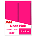 JAM Paper® Mailing Address Labels, Rectangle, 2" x 4", Neon Pink, Pack Of 120 1 thumbnail image
