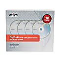Ativa® DVD+R Recordable Media With Slim Jewel Cases, 4.7GB/120 Minutes, Pack Of 10
